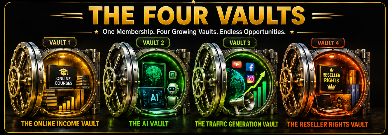 The Four Vaults — Online Income, AI, Traffic Generation and Reseller Rights
